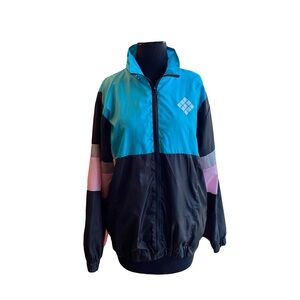 Polaroid Distressed Vintage Logo Windbreaker Women’s L Colorblock Jacket